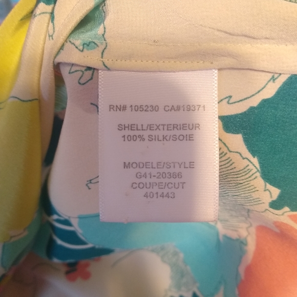 Joie | Colorful Abstract Retro-Inspired Floral Silk Peasant Blouse Top - Picture 4 of 6